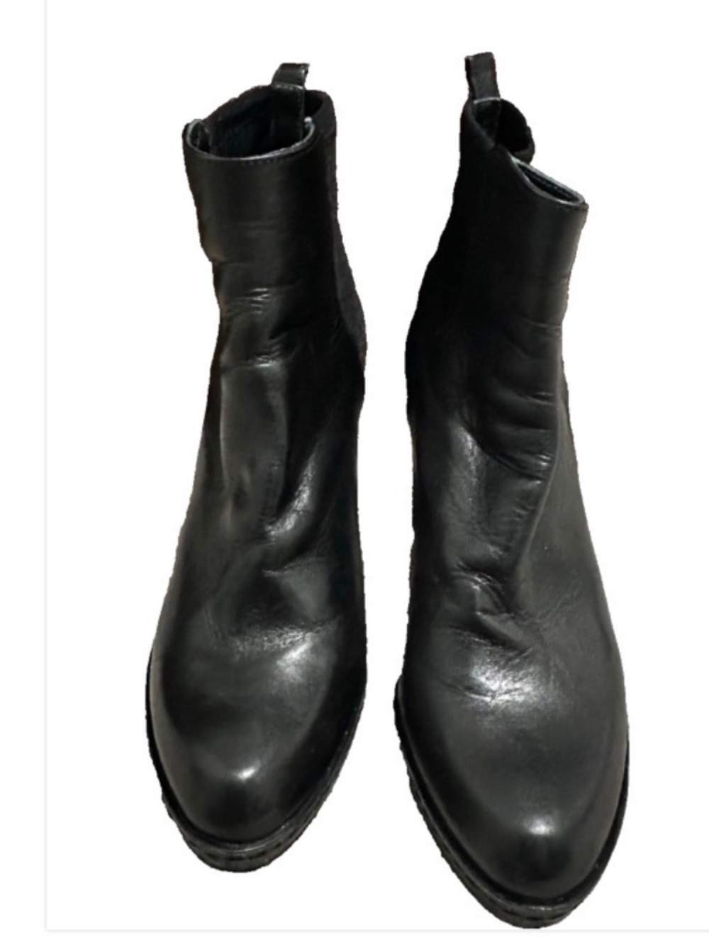 Stuart Weitzman Sz 5 M Pull-on Black leather Ankle Boots 3.5” Heel